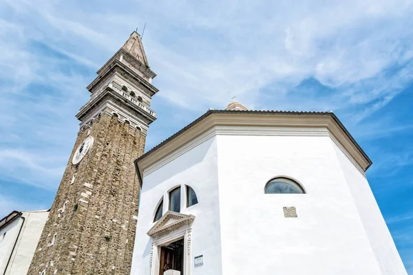 Fotografie Detaliată Bisericii Parohiale Gheorghe Piran Slovenia Arhitectură Religioasă Călătorie — Fotografie, imagine de stoc