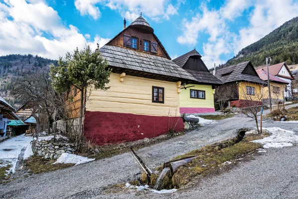 Colorful Wooden Houses Vlkolinec Village Slovak Republic Unesco Cultural Heritage — Stock Photo, Image