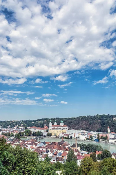 Passau Stad Met Saint Stephen Kathedraal Neder Beieren Duitsland Reisbestemming — Stockfoto