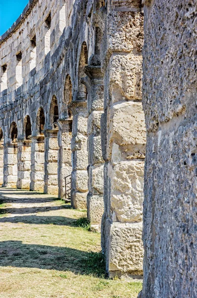 Pula Arena Istria Hırvatistan Detay Fotoğraf Seyahat Hedef Antik Mimarlık — Stok fotoğraf