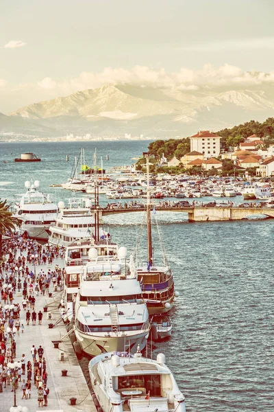 Trogir Croatia July 2017 Old Town Trogir Crowds Tourists View — Stock Photo, Image