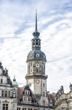 Hausmannsturm, Dresden Kalesi, Almanya. Mimari sahne. Seyahat hedef.