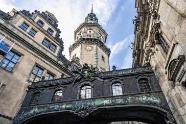 Hausmannsturm, Dresden Kalesi, Almanya. Mimari sahne. Seyahat hedef.