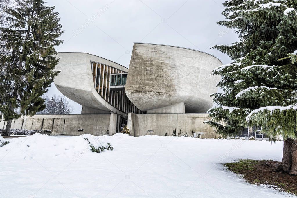 SNP Museum in Banska Bystrica, Slovak republic. Architectural theme. Travel destination.