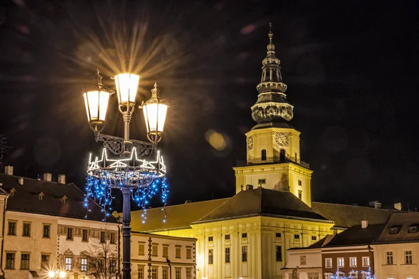 Zamek Ulicy Światła Christmas Decoration Wielki Kwadrat Kroměříž Republika Czeska — Zdjęcie stockowe