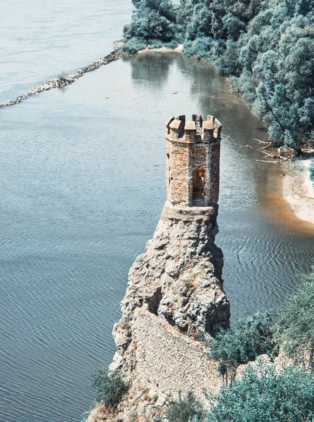 Maiden Tower Devin Castle Slovak Republic Central Europe Teal Orange — Stock Photo, Image