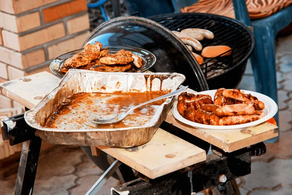 Grill Sommarträdgården Kricka Och Orange Foto Filter — Stockfoto