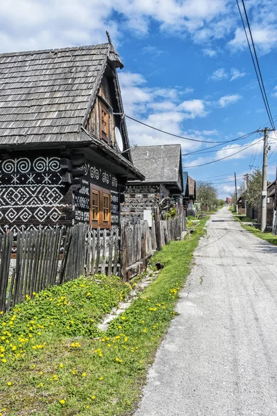 Painted folk houses, Cicmany, Slovakia — Stock Photo, Image