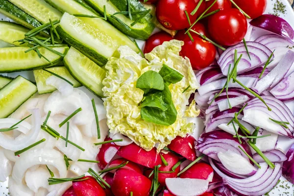 Divers légumes sur l'assiette — Photo