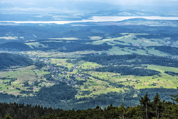 View from Babia hora hill, Slovak republic. Hiking theme. Seasonal natural scene.