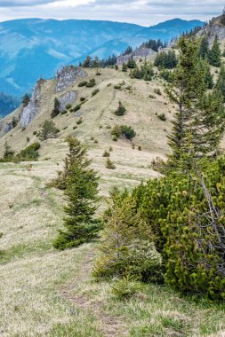 Salatin tepesinden Uplazy taşları, Low Tatras dağları, Slovak cumhuriyeti. Seyahat güzergahı. Yürüyüş teması.