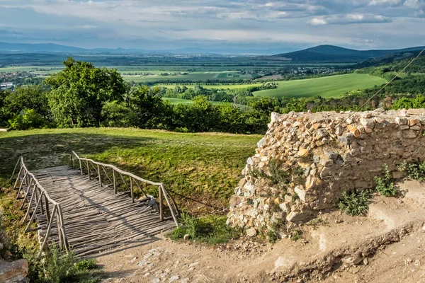 Landscape Fields Oponice Castle Ruins Slovak Republic Seasonal Natural Scene — Stock Photo, Image
