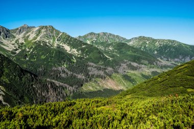 Eyer Zabrat, Slovak cumhuriyetinden Batı Tatras manzarası. Yürüyüş teması. Mevsimsel doğal sahne.