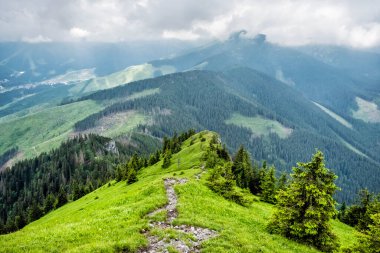 Manzara Sina Peak, Demanovska Valley, Low Tatras dağları, Slovak cumhuriyeti. Yürüyüş teması. Mevsimsel doğal sahne.
