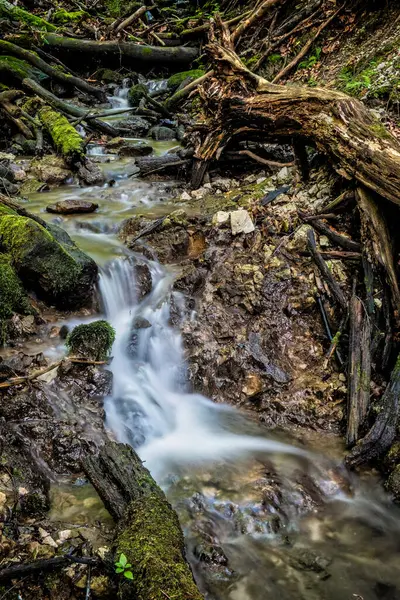 Corrente Água Snake Valley Kremnica Hills República Eslovaca Exposição Longa — Fotografia de Stock