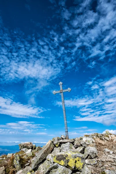 Kreuz Auf Dem Pachola Hügel Westtatra Slowakische Republik Wanderthema Saisonale — Stockfoto
