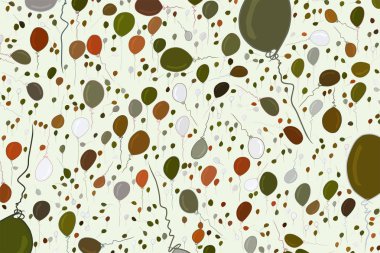 Dekoratif el uçan balon sanat Resimler çekilmiş. Tasarım doku ve arka plan için iyi. Karikatür tarzı vektör grafiği.