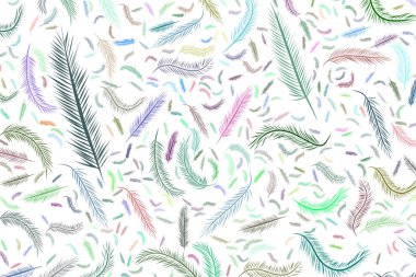 Dekoratif el tüy illüstrasyonlar çekilmiş. Tasarım doku ve arka plan için iyi. Karikatür tarzı vektör grafiği.