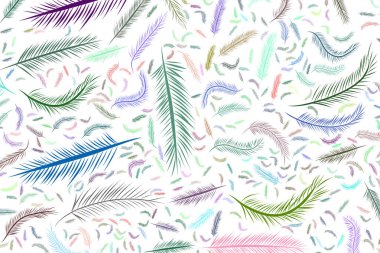 Tüy illüstrasyonlar. Web sayfası, duvar kağıdı, grafik tasarım, katalog, doku veya arka plan için iyi. Karikatür tarzı vektör grafiği.