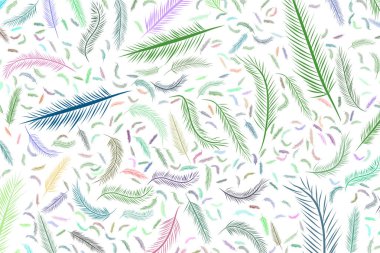 Tüy illüstrasyonlar. Web sayfası, duvar kağıdı, grafik tasarım, katalog, doku veya arka plan için iyi. Karikatür tarzı vektör grafiği.