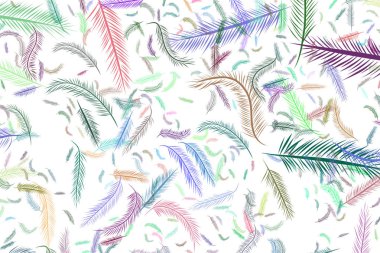 Tüy illüstrasyonlar. Web sayfası, duvar kağıdı, grafik tasarım, katalog, doku veya arka plan için iyi. Karikatür tarzı vektör grafiği.