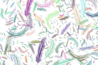 Tüy illüstrasyonlar. Web sayfası, duvar kağıdı, grafik tasarım, katalog, doku veya arka plan için iyi. Karikatür tarzı vektör grafiği.