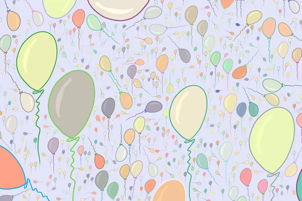 Abstrakte Fliegende Ballons Illustrieren Den Hintergrund Vektorgrafik Cartoon Stil — Stockvektor