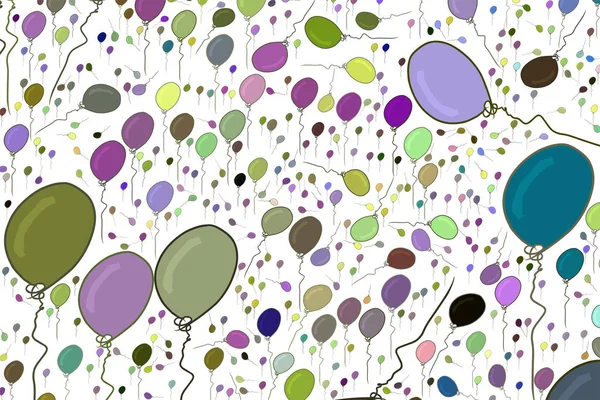 Handgezeichnete Fliegende Luftballons Illustrationen Hintergrund Gut Für Grafik Design Tapeten — Stockvektor