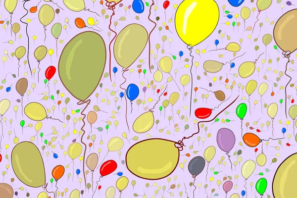 Globos Voladores Dibujados Mano Ilustraciones Fondo Bueno Para Diseño Gráfico — Archivo Imágenes Vectoriales