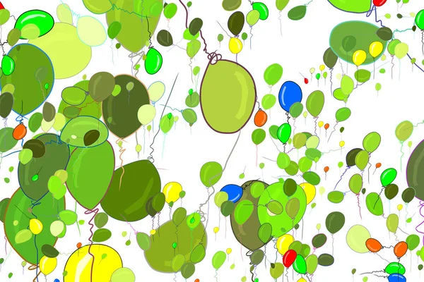 Balões Voadores Abstratos Ilustram Fundo Desenhos Animados Estilo Gráfico Vetorial — Vetor de Stock