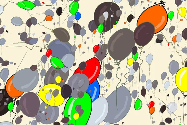 Balões Voadores Ilustrações Fundo Abstrato Desenhado Mão Desenhos Animados Estilo —  Vetores de Stock