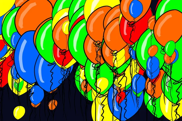 Illustraties Van Het Vliegen Van Ballonnen Goed Voor Webpagina Behang — Stockvector