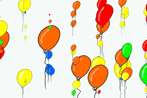 Resumen Vuelo Globos Ilustraciones Fondo Dibujos Animados Estilo Vector Gráfico — Vector de stock