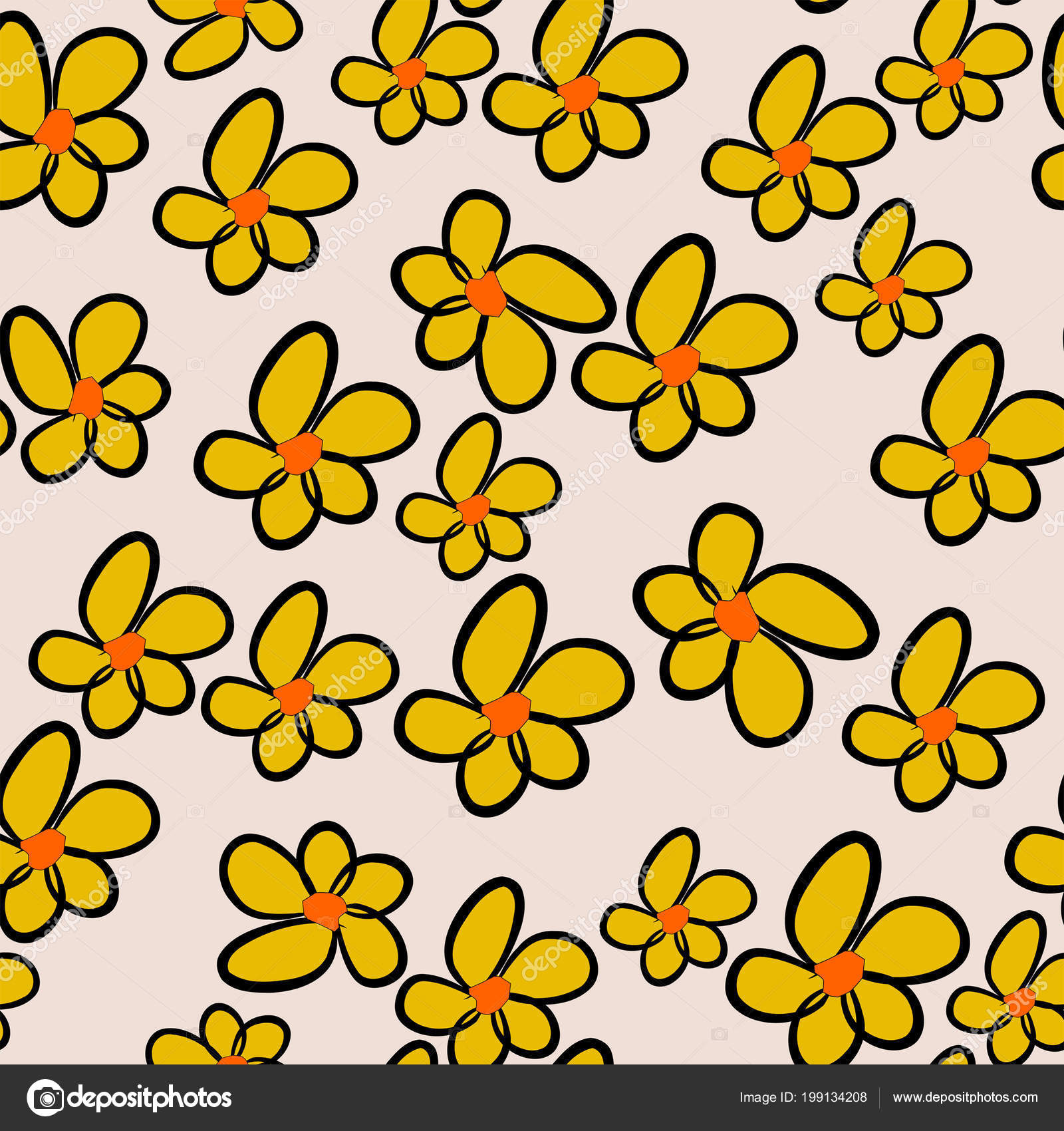 Sans Couture Main Dessinée Fond Fleur Illustrations Bon Pour