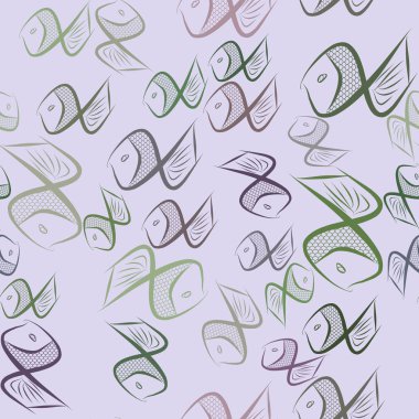 Balık, kavramsal sorunsuz Soyut çizimler. Tasarım arka plan için iyi. Karikatür tarzı vektör grafiği.