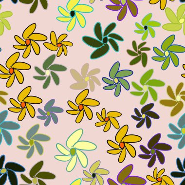 Sorunsuz resimler çiçek. Web sayfası, duvar kağıdı, grafik tasarım, katalog, doku veya arka plan için iyi. Karikatür tarzı vektör grafiği.