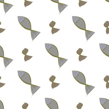 Sorunsuz dekoratif el balık sanat resimler çekilmiş. Tasarım doku ve arka plan için iyi. Karikatür tarzı vektör grafiği.