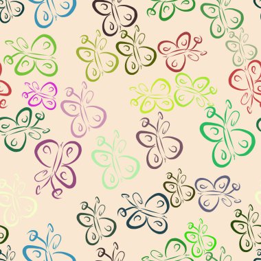 Sorunsuz Soyut kelebek illüstrasyonlar arka plan. Karikatür tarzı vektör grafiği.