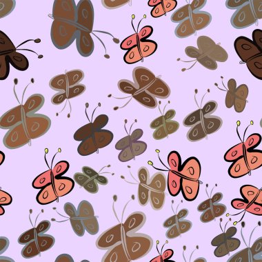 Kelebek sorunsuz illüstrasyonlar. Web sayfası, duvar kağıdı, grafik tasarım, katalog, doku veya arka plan için iyi. Karikatür tarzı vektör grafiği.