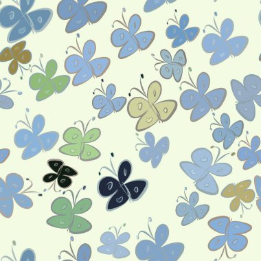 Kelebek sorunsuz illüstrasyonlar. Web sayfası, duvar kağıdı, grafik tasarım, katalog, doku veya arka plan için iyi. Karikatür tarzı vektör grafiği.