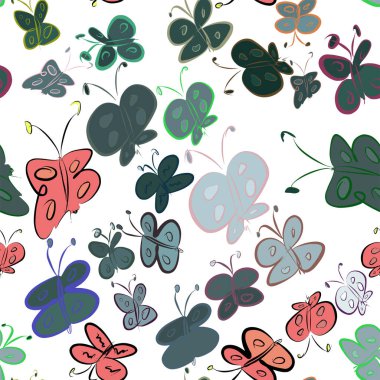Sorunsuz Soyut kelebek illüstrasyonlar arka plan. Karikatür tarzı vektör grafiği.
