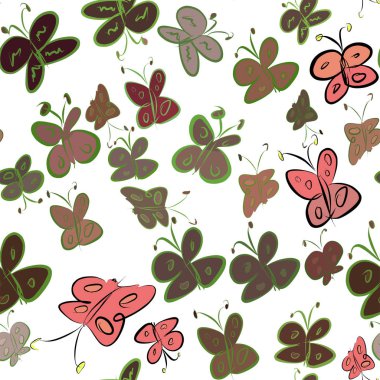 Dikişsiz el kelebek illüstrasyonlar arka plan, iyi grafik tasarım, duvar kağıtları veya kitapçıklar için çekilmiş. Karikatür tarzı vektör grafiği.