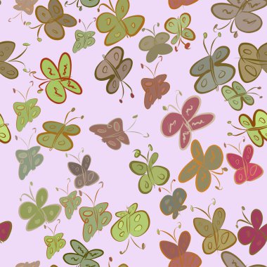 Kelebek sorunsuz illüstrasyonlar. Web sayfası, duvar kağıdı, grafik tasarım, katalog, doku veya arka plan için iyi. Karikatür tarzı vektör grafiği.