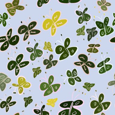 Kelebek sorunsuz illüstrasyonlar. Web sayfası, duvar kağıdı, grafik tasarım, katalog, doku veya arka plan için iyi. Karikatür tarzı vektör grafiği.