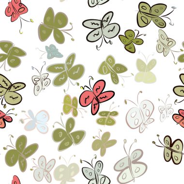 Sorunsuz dekoratif el Kelebek Sanat resimler çekilmiş. Tasarım doku ve arka plan için iyi. Karikatür tarzı vektör grafiği.