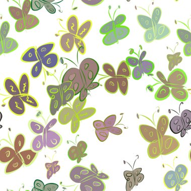 Sorunsuz kelebek illüstrasyonlar arka plan soyut, elle çizilmiş. Karikatür tarzı vektör grafiği.