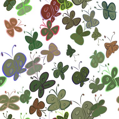 Sorunsuz Soyut kelebek illüstrasyonlar arka plan. Karikatür tarzı vektör grafiği.