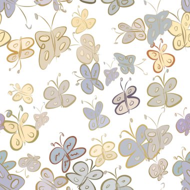 Sorunsuz Soyut kelebek illüstrasyonlar arka plan. Karikatür tarzı vektör grafiği.