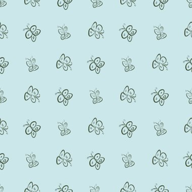 Sorunsuz dekoratif el Kelebek Sanat resimler çekilmiş. Tasarım doku ve arka plan için iyi. Karikatür tarzı vektör grafiği.