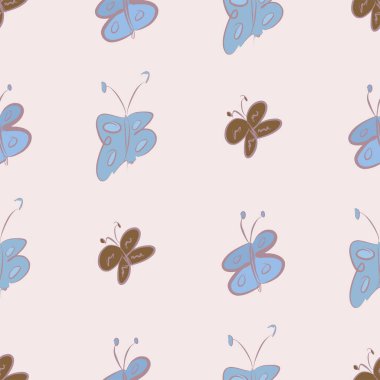 Sorunsuz kelebek illüstrasyonlar arka plan soyut, elle çizilmiş. Karikatür tarzı vektör grafiği.